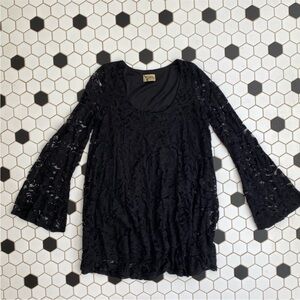 SHOW ME YOUR MUMU | LONG SLEEVE BLACK MINI DRESS, LACE